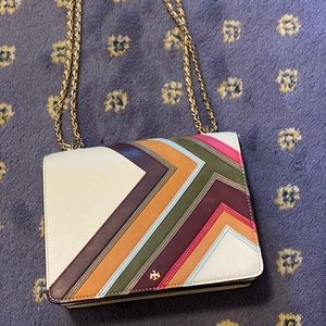 Tory Burch Robinson Multi Stripe Shoulder Bag